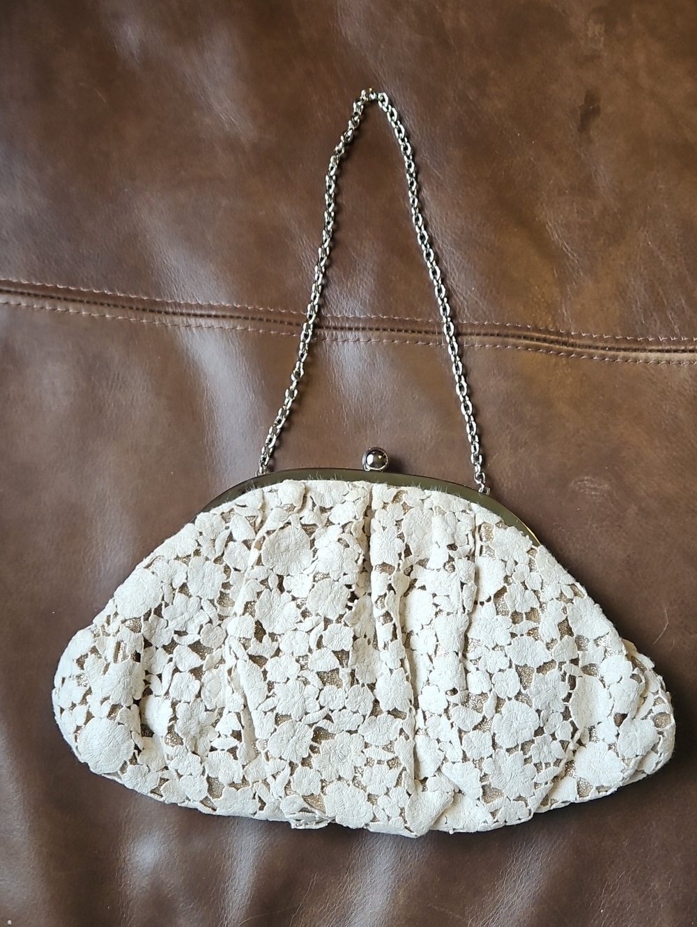 Poppie Jones Cream Floral Lace Evening Clutch Bag Coquette, Bridal, Cottagecore